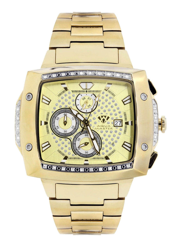 Mens Yellow Gold Tone Diamond Watch | Appx. 0.28 Carats