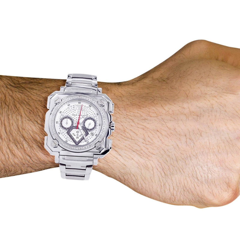 Mens White Gold Tone Diamond Watch | Appx. 0.25 Carats