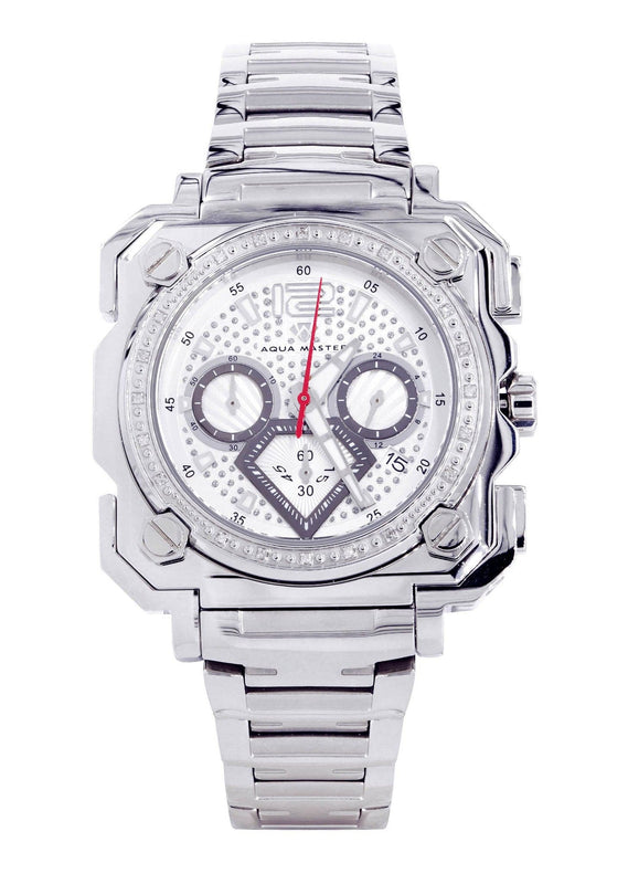 Mens White Gold Tone Diamond Watch | Appx. 0.25 Carats