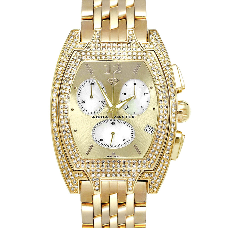 Mens Yellow Gold Tone Diamond Watch | Appx. 3.5 Carats