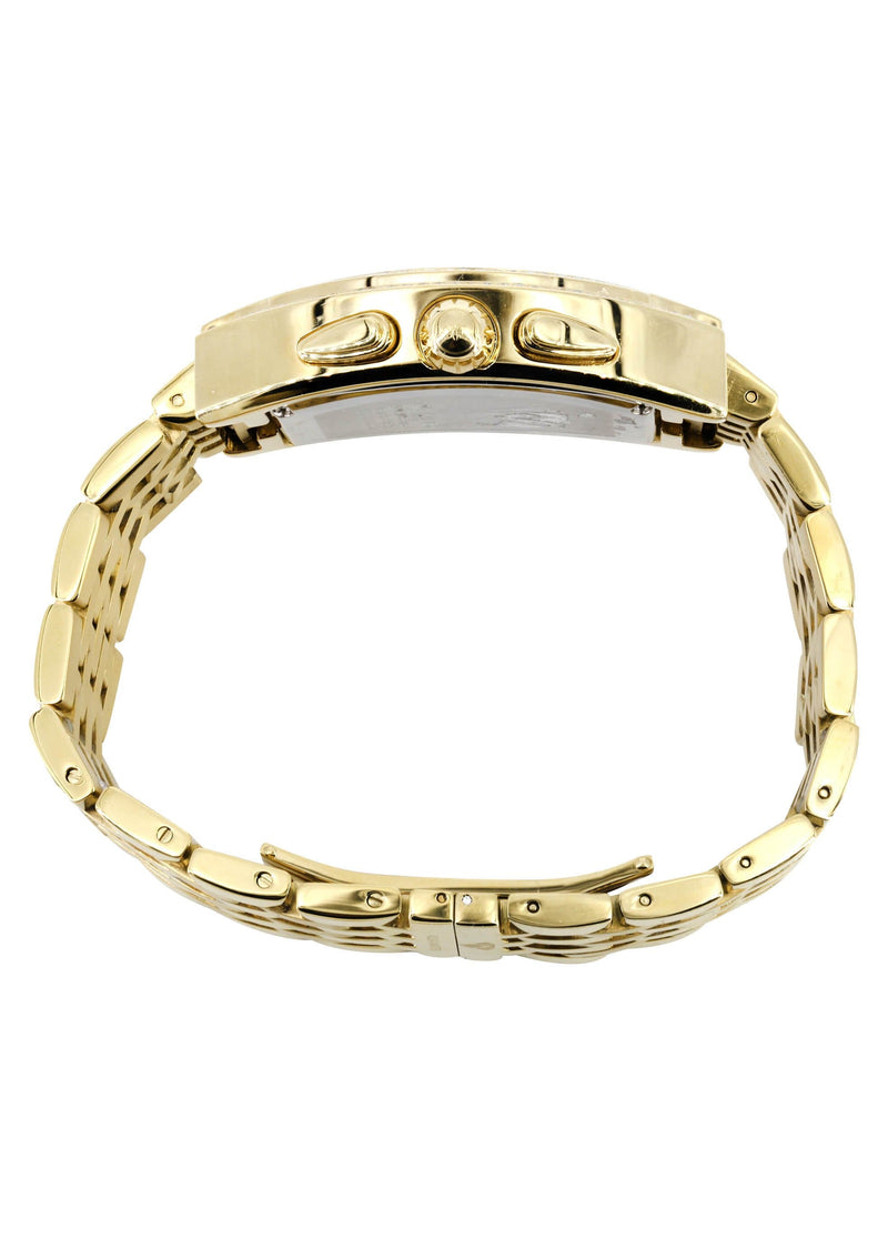 Mens Yellow Gold Tone Diamond Watch | Appx. 3.5 Carats