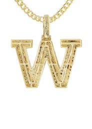 Diamond 10K Yellow Gold Letter "W" Necklace | Appx. 16 Grams
