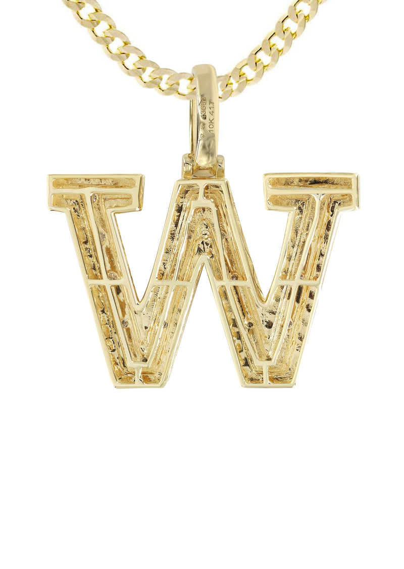 Diamond 10K Yellow Gold Letter "W" Necklace | Appx. 16 Grams