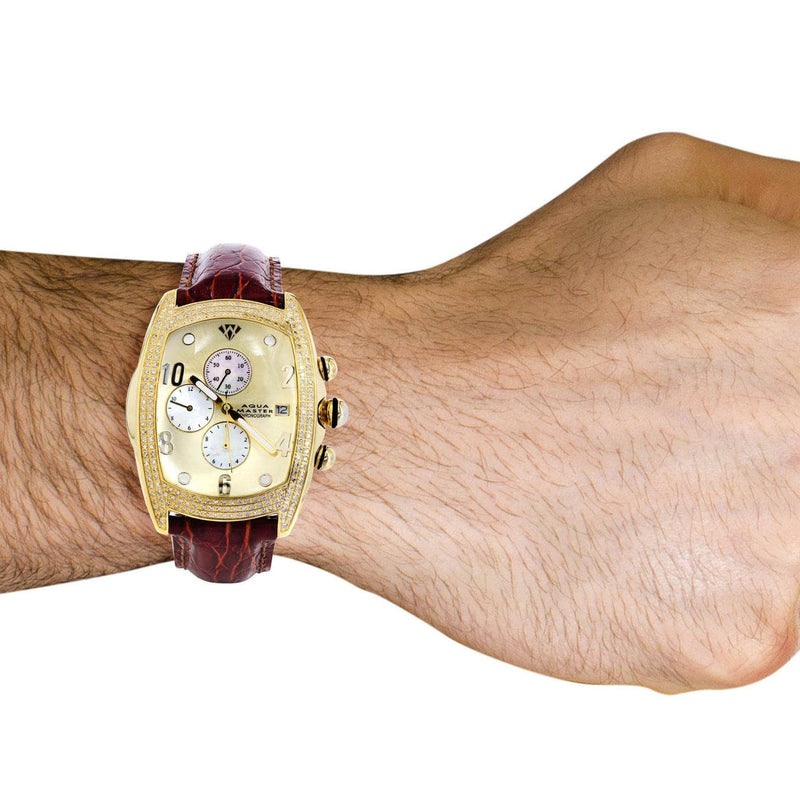 Mens Yellow Gold Tone Diamond Watch | Appx. 2.5 Carats
