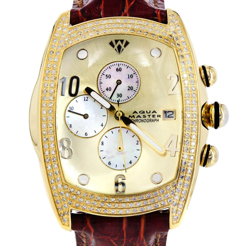 Mens Yellow Gold Tone Diamond Watch | Appx. 2.5 Carats