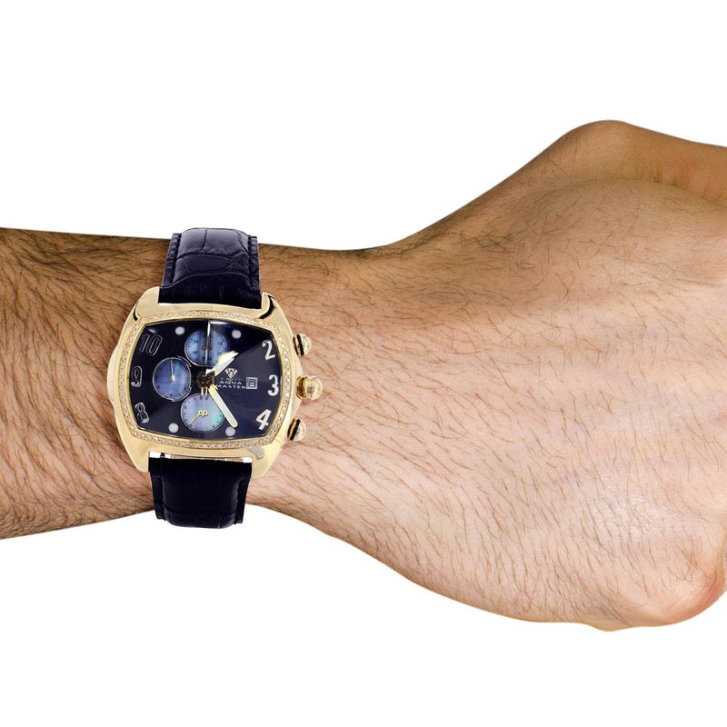 Mens Yellow Gold Tone Diamond Watch | Appx. 1.01 Carats