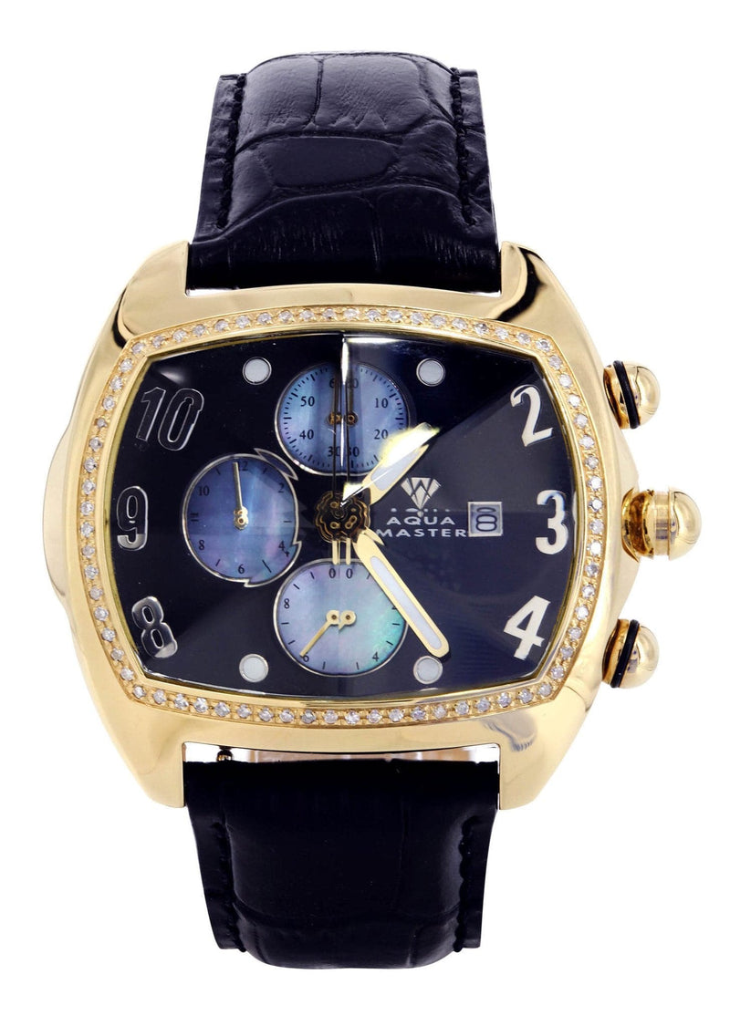 Mens Yellow Gold Tone Diamond Watch | Appx. 1.01 Carats
