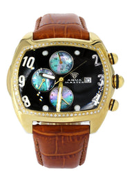 Mens Yellow Gold Tone Diamond Watch | Appx. 1 Carats