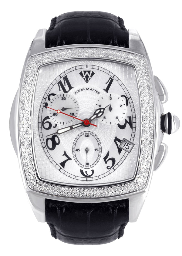 Mens White Gold Tone Diamond Watch | Appx. 1.5 Carats