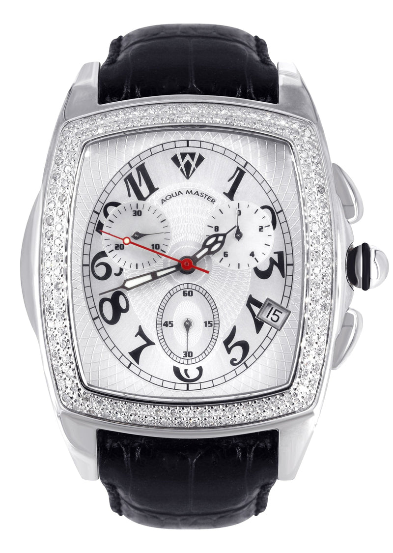 Mens White Gold Tone Diamond Watch | Appx. 1.5 Carats