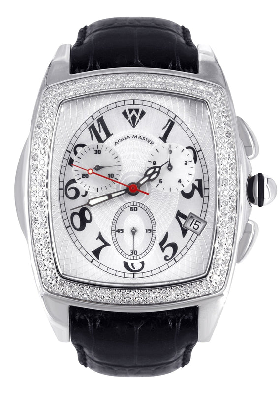 Mens White Gold Tone Diamond Watch | Appx. 1.5 Carats