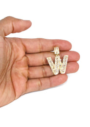 Yellow Gold Letter "W" Baguette Diamond Necklace | 3.3 Carats