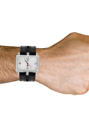 Mens White Gold Tone Diamond Watch | Appx. 1 Carats