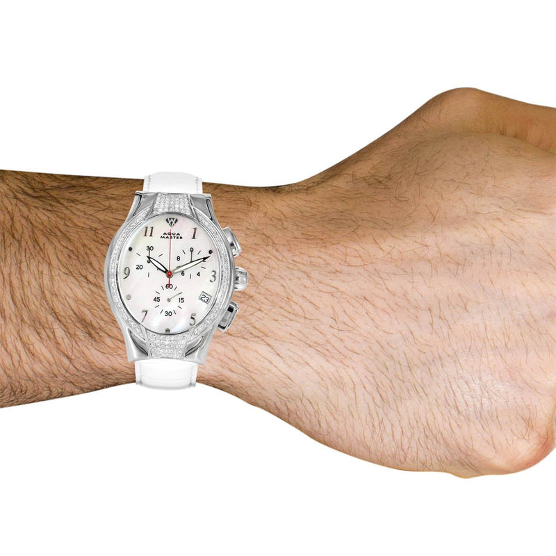Mens White Gold Tone Diamond Watch | Appx. 1.25 Carats