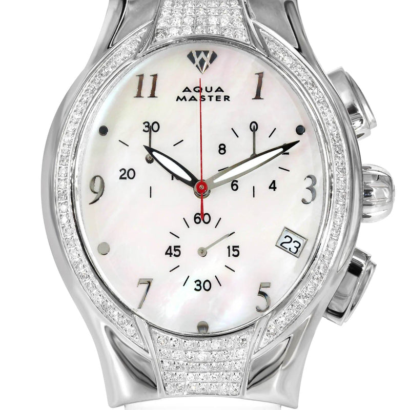 Mens White Gold Tone Diamond Watch | Appx. 1.25 Carats