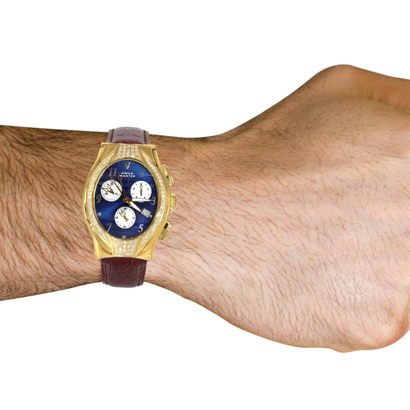 Mens Yellow Gold Tone Diamond Watch | Appx. 1.25 Carats