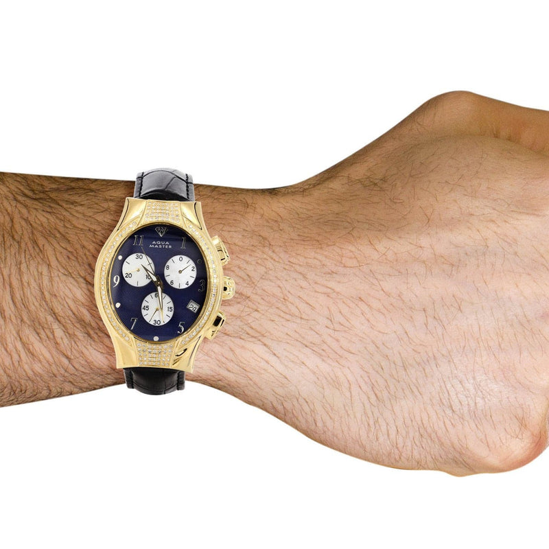 Mens Yellow Gold Tone Diamond Watch | Appx. 1.5 Carats