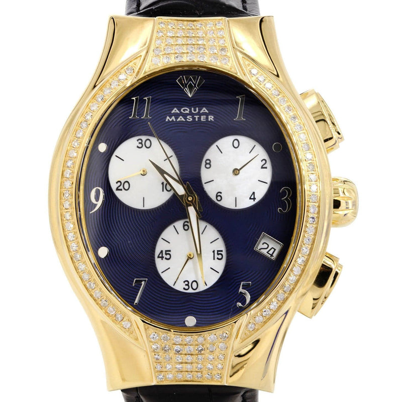 Mens Yellow Gold Tone Diamond Watch | Appx. 1.5 Carats
