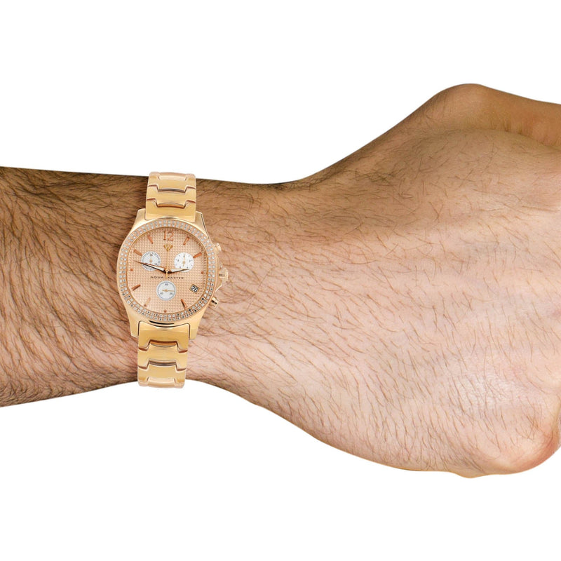 Mens Yellow Rose Tone Diamond Watch | Appx. 1.5 Carats