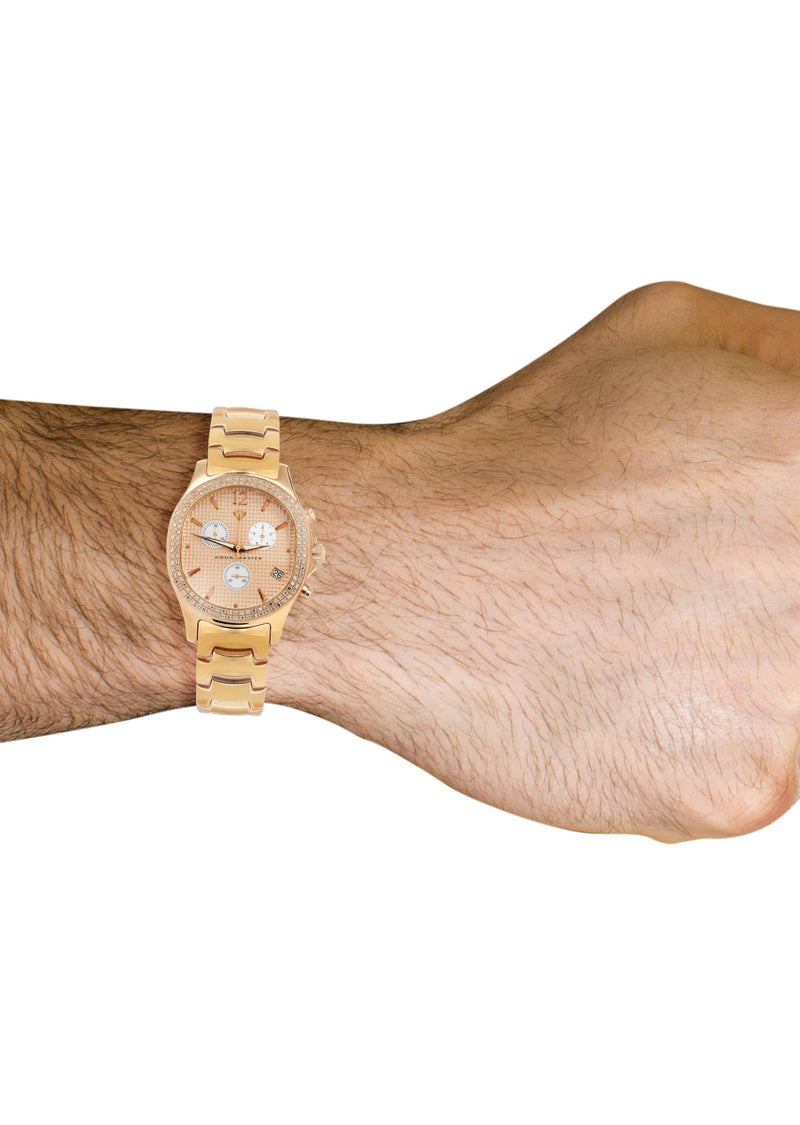 Mens Yellow Rose Tone Diamond Watch | Appx. 1.5 Carats