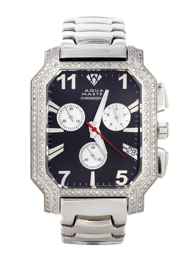 Mens White Gold Tone Diamond Watch | Appx. 2 Carats
