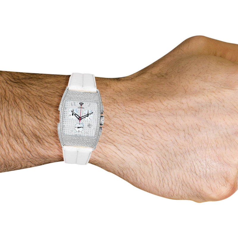 Mens White Gold Tone Diamond Watch | Appx. 3.65 Carats