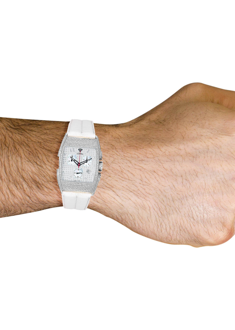 Mens White Gold Tone Diamond Watch | Appx. 3.65 Carats
