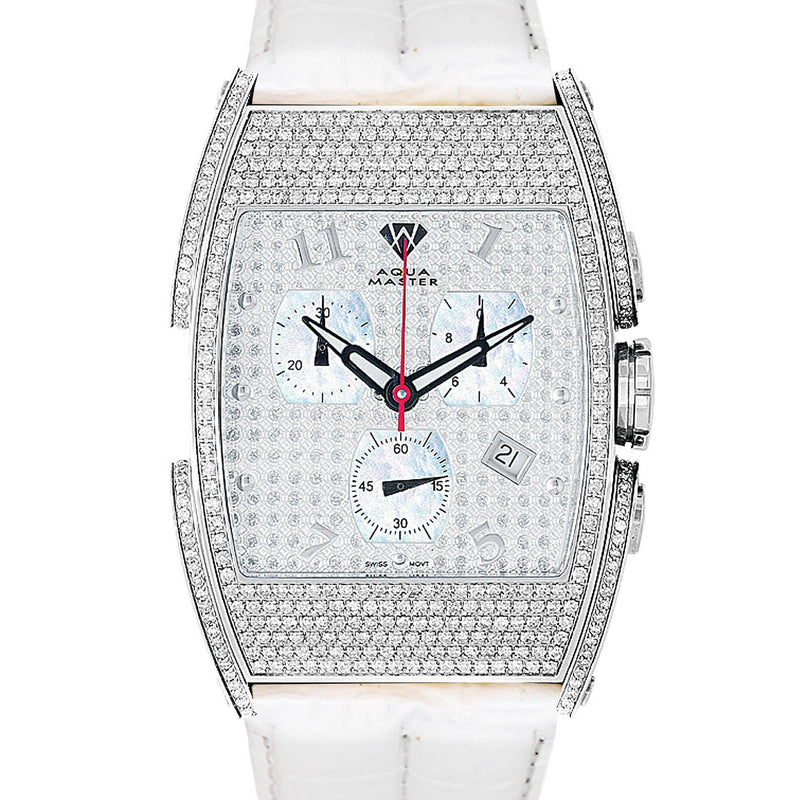 Mens White Gold Tone Diamond Watch | Appx. 3.65 Carats