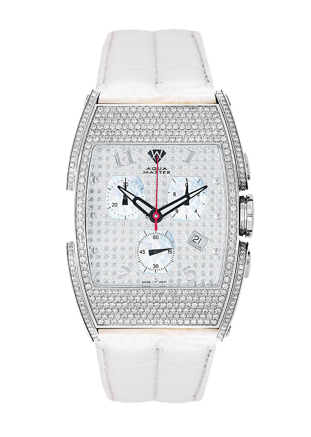 Mens White Gold Tone Diamond Watch | Appx. 3.65 Carats