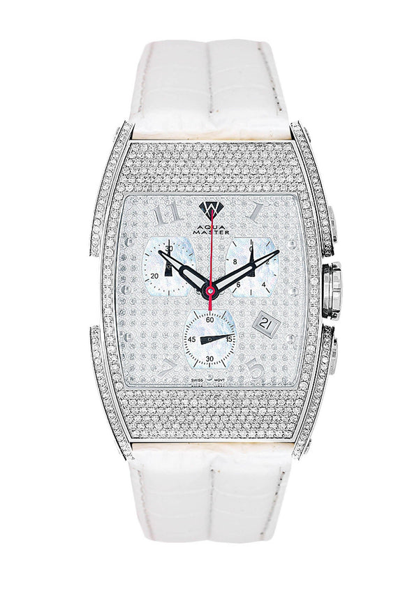 Mens White Gold Tone Diamond Watch | Appx. 3.65 Carats