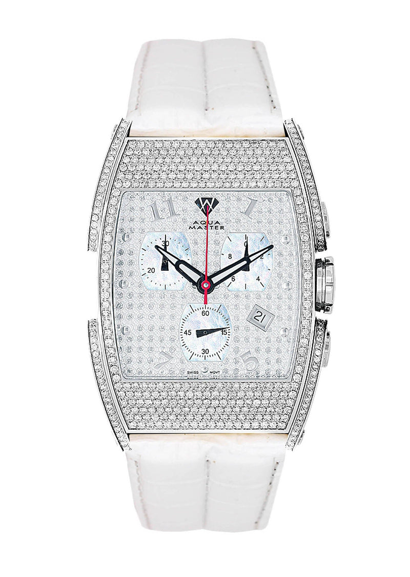 Mens White Gold Tone Diamond Watch | Appx. 3.65 Carats
