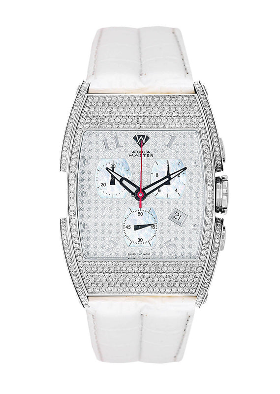 Mens White Gold Tone Diamond Watch | Appx. 3.65 Carats