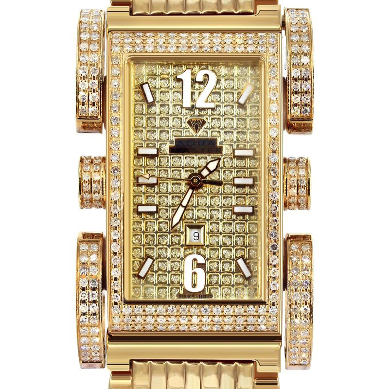 Mens Yellow Gold Tone Diamond Watch | Appx. 2.75 Carats