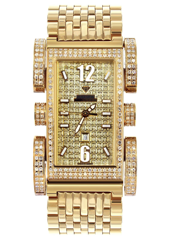 Mens Yellow Gold Tone Diamond Watch | Appx. 2.75 Carats