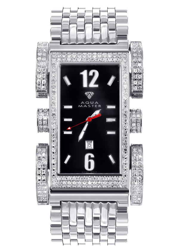 Mens White Gold Tone Diamond Watch | Appx. 2.75 Carats