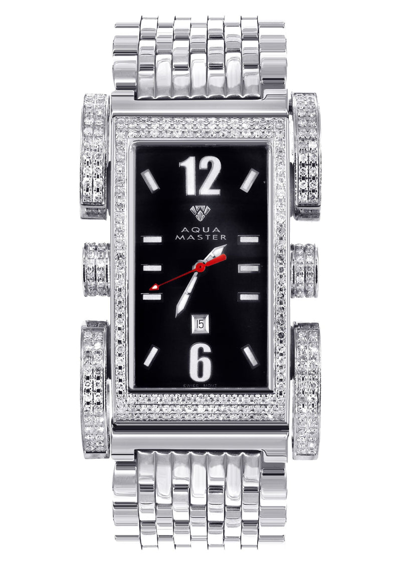 Mens White Gold Tone Diamond Watch | Appx. 2.75 Carats