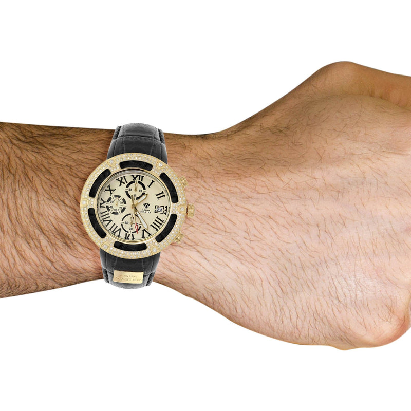 Mens Yellow Gold Tone Diamond Watch | Appx. 5.35 Carats