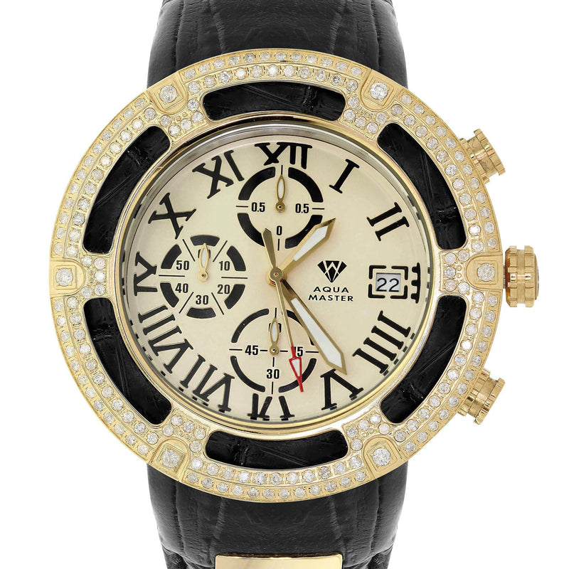 Mens Yellow Gold Tone Diamond Watch | Appx. 5.35 Carats