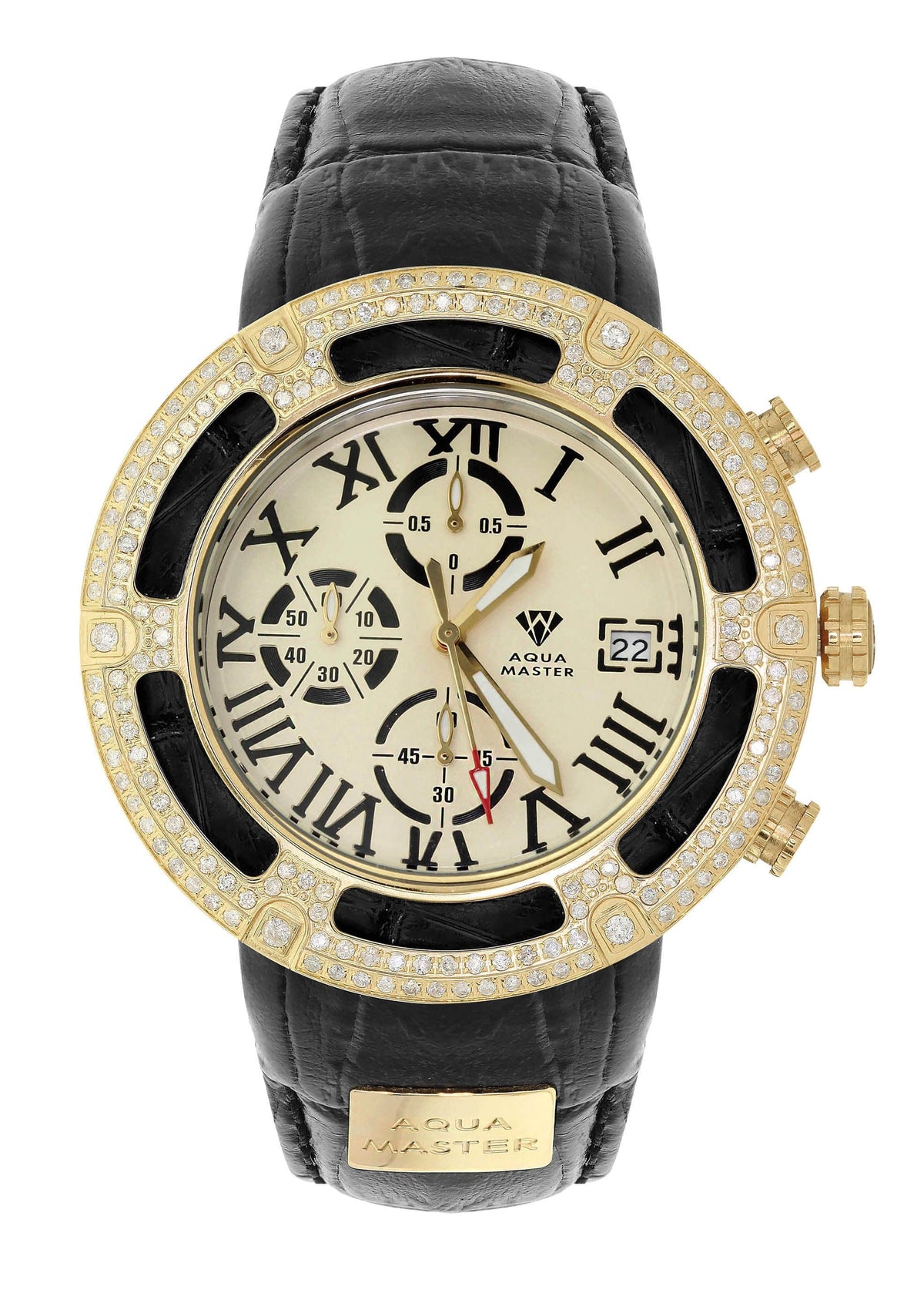 Mens Yellow Gold Tone Diamond Watch | Appx. 5.35 Carats