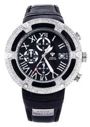 Mens White Gold Tone Diamond Watch | Appx. 5.35 Carats