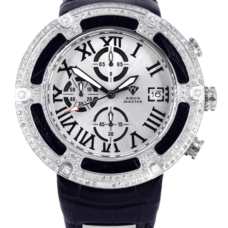 Mens White Gold Tone Diamond Watch | Appx. 5.35 Carats