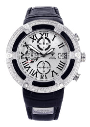 Mens White Gold Tone Diamond Watch | Appx. 5.35 Carats