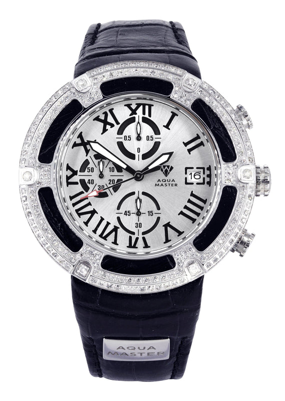 Mens White Gold Tone Diamond Watch | Appx. 5.35 Carats