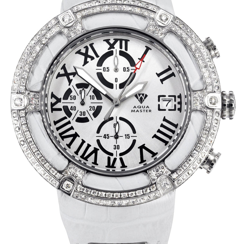 Mens White Gold Tone Diamond Watch | Appx. 5.35 Carats
