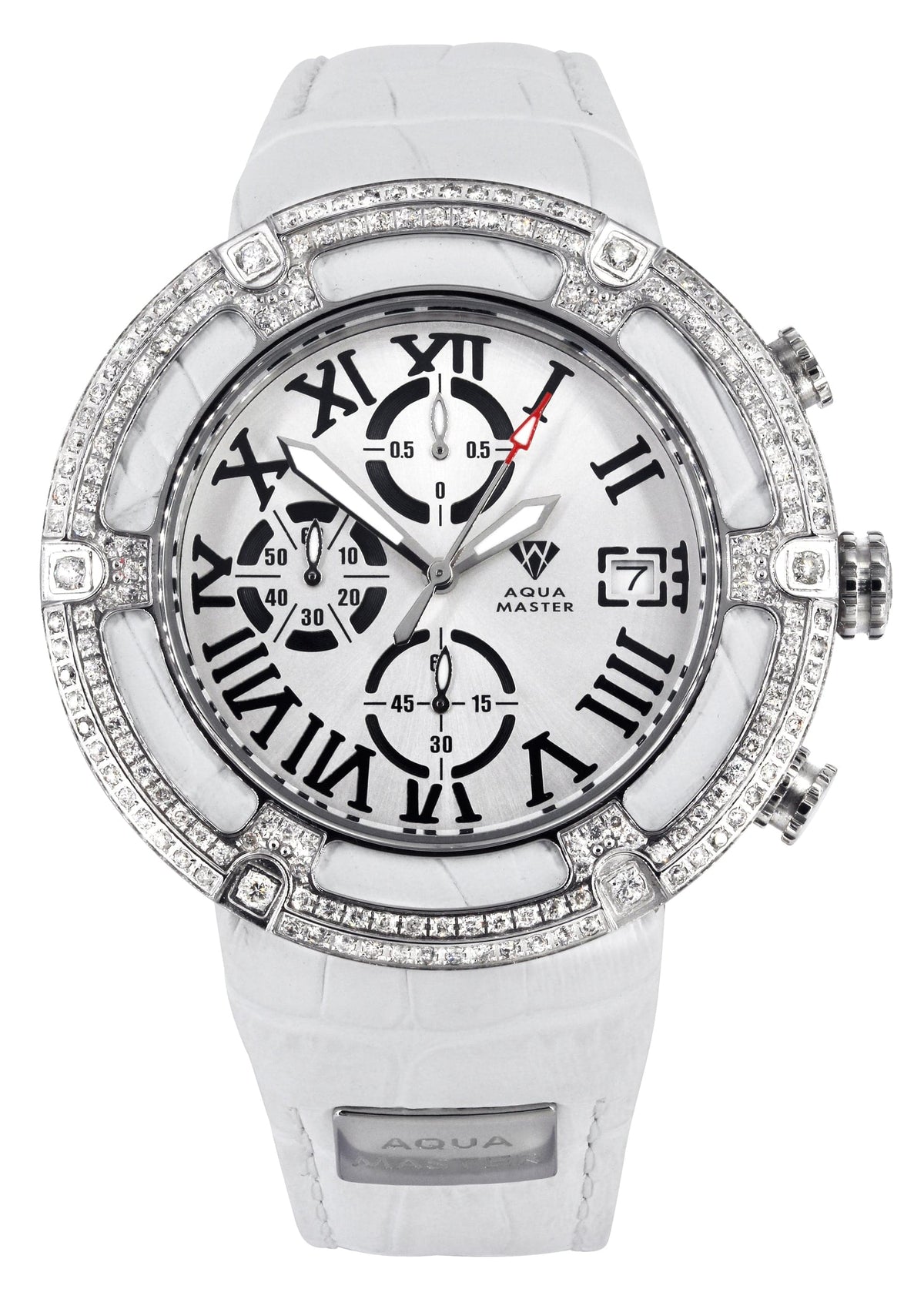 Mens White Gold Tone Diamond Watch | Appx. 5.35 Carats