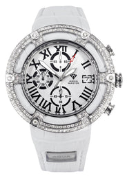 Mens White Gold Tone Diamond Watch | Appx. 5.35 Carats