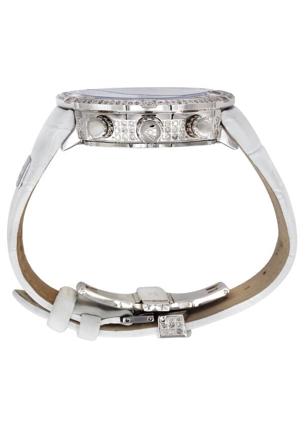 Mens White Gold Tone Diamond Watch | Appx. 5.35 Carats