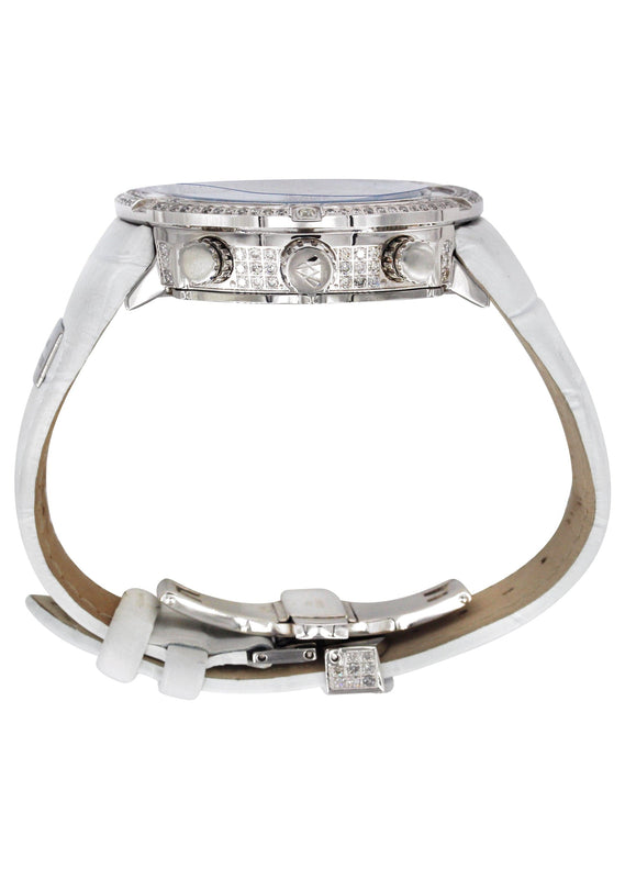 Mens White Gold Tone Diamond Watch | Appx. 5.35 Carats