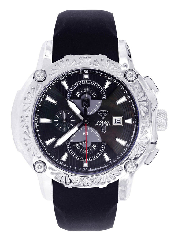 Mens White Gold Tone Diamond Watch | Appx. 0.40 Carats