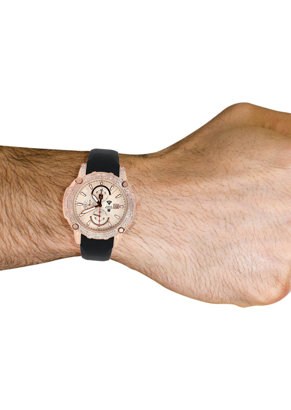 Mens Rose Gold Tone Diamond Watch | Appx. 5 Carats